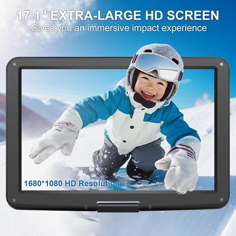 19.6" Portable DVD Player with 17.6’’ Large HD Screen, 4-5Hrs Play, DVD Player Portable with Dual Speaker, Last Memory, Support SYNC TV/USB/SD Card, Play All Discs Format, Black | 4-5Hrs Play, Large DVD Player Portable with Dual Speakers, Last Memory, 270 in Saudi Arabia