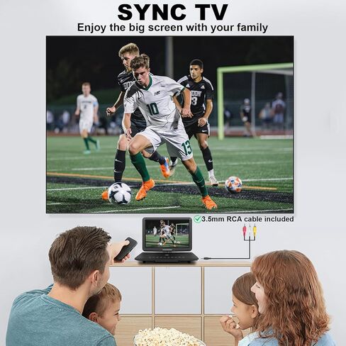 19.6" Portable DVD Player with 17.6’’ Large HD Screen, 4-5Hrs Play, DVD Player Portable with Dual Speaker, Last Memory, Support SYNC TV/USB/SD Card, Play All Discs Format, Black | 4-5Hrs Play, Large DVD Player Portable with Dual Speakers, Last Memory, 270 in Saudi Arabia