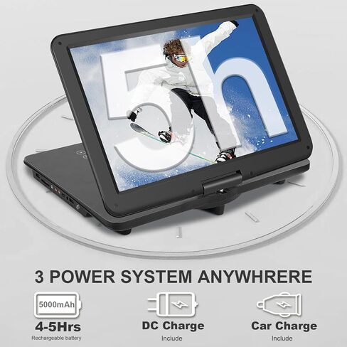 19.6" Portable DVD Player with 17.6’’ Large HD Screen, 4-5Hrs Play, DVD Player Portable with Dual Speaker, Last Memory, Support SYNC TV/USB/SD Card, Play All Discs Format, Black | 4-5Hrs Play, Large DVD Player Portable with Dual Speakers, Last Memory, 270 in Saudi Arabia