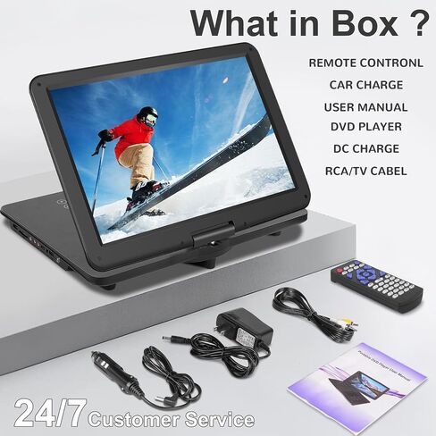 19.6" Portable DVD Player with 17.6’’ Large HD Screen, 4-5Hrs Play, DVD Player Portable with Dual Speaker, Last Memory, Support SYNC TV/USB/SD Card, Play All Discs Format, Black | 4-5Hrs Play, Large DVD Player Portable with Dual Speakers, Last Memory, 270 in Saudi Arabia