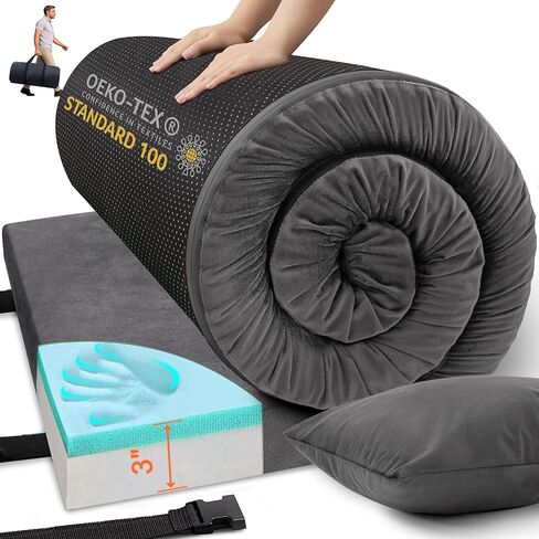 Sleeping Pad for Camping, Portable Roll Up Memory Foam Mattress in Saudi Arabia