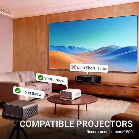 ALR Projector Screen for Standard Throw (Non-UST) with Fixed Frame by SilverMagic - Indoor Wall-Mounted Gray Screen for Home Theater/Living Room/Patio/Office/Classroom - 100 inch 16:9 in Saudi Arabia