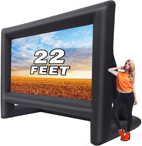 GYUEM 21 feet Inflatable Outdoor Projector Movie Screen | Blow Up Screen for TV & Movies with Blower, Portable Projection Screen, Home Theater Outdoor Indoor, Front & Rear Projection in Kuwait