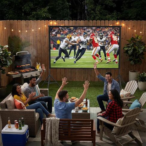 Wootfairy 120inch Projector Screen with Stand Portable Indoor Outdoor Use | Foldable Anti-Crease 16:9 4K HD Front Rear Washable Projection Movie Screen with Carry Bag for Home Theater Backyard Camping in Saudi Arabia