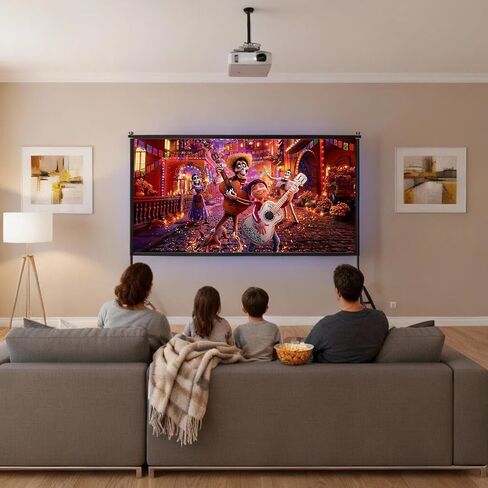 Wootfairy 120inch Projector Screen with Stand Portable Indoor Outdoor Use | Foldable Anti-Crease 16:9 4K HD Front Rear Washable Projection Movie Screen with Carry Bag for Home Theater Backyard Camping in Saudi Arabia