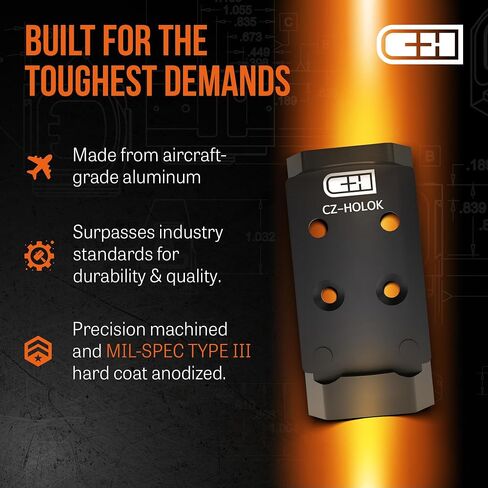 C+H Precision Red Dot Mounting Plate for CZ P-10 and Holosun 407K/507K | Made in the USA in Saudi Arabia
