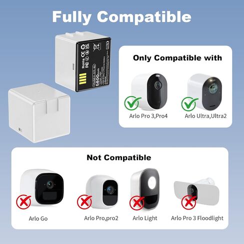 5800mAh Rechargeable Replacement Batteries 2 Pack Compatible with Arlo Pro 3 Pro 4 Pro 5S 2K Ultra Ultra 2 Camera VMA5400 VMC4040P VMC4060P A-4 A-4a in Saudi Arabia