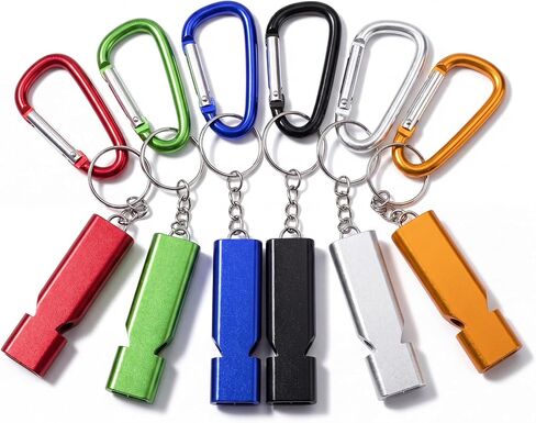 2" D-Ring Carabiner Clip with Whistle Multi-Color 6 Pack | High-Decibel Whistles, Small Carabiner Hooks, Backpack Accessories, EDC Tools, Camping, Hiking, Outdoor Activity Tools in Saudi Arabia