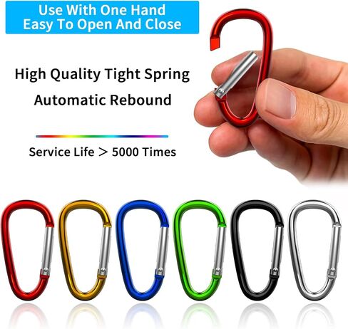 2" D-Ring Carabiner Clip with Whistle Multi-Color 6 Pack | High-Decibel Whistles, Small Carabiner Hooks, Backpack Accessories, EDC Tools, Camping, Hiking, Outdoor Activity Tools in Saudi Arabia