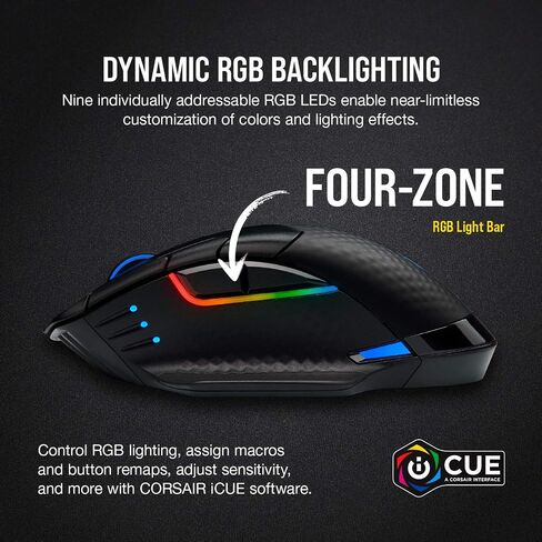 Corsair Dark CORE RGB PRO SE Wireless FPS/MOBA Gaming Mouse with Qi Charging – 18,000 DPI – 8 Programmable Buttons – Sub-1ms Wireless – iCUE Compatible – PC, Mac, PS5, PS4, Xbox – Black | 18000 DPI sensor, 8 programmable buttons, Sub-1ms response, ICUE co in Kuwait