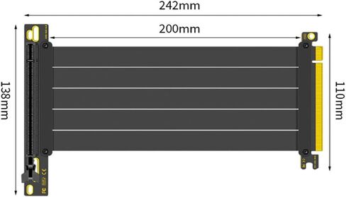 Pcie 4.0 Riser Cable, 200mm/7.8inch, Pcie 4.0 X16 High Speed Flexible Extension for PCIe 4.0/3.0 GPUs, 90 Degree Adapter Compatible, with 4090 4080 4070 3090, Black in Saudi Arabia