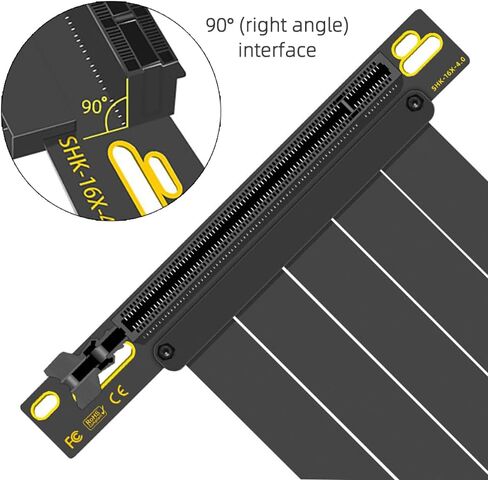 Pcie 4.0 Riser Cable, 200mm/7.8inch, Pcie 4.0 X16 High Speed Flexible Extension for PCIe 4.0/3.0 GPUs, 90 Degree Adapter Compatible, with 4090 4080 4070 3090, Black in Saudi Arabia
