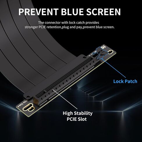 Pcie 4.0 Riser Cable, 200mm/7.8inch, Pcie 4.0 X16 High Speed Flexible Extension for PCIe 4.0/3.0 GPUs, 90 Degree Adapter Compatible, with 4090 4080 4070 3090, Black in Saudi Arabia