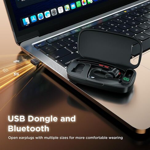 Bluetooth Headset V5.3, Wireless Headset with Dual Noise-Canceling Microphones, Portable Charging Case, 300H Standby Time, Hands Free Headphones for Computer/Cell Phones, Trucker/Home/Office/Work in Kuwait