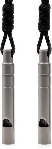 Titanium Emergency Whistle, 120dB Loud Pealess Signal Whistle with Lanyard and Keyring, Survival Safety Whistles for Hiking Camping Coaching Dog Training Outdoor Rescue Gear (2 Pack) in Saudi Arabia