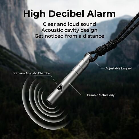 Titanium Emergency Whistle, 120dB Loud Pealess Signal Whistle with Lanyard and Keyring, Survival Safety Whistles for Hiking Camping Coaching Dog Training Outdoor Rescue Gear (2 Pack) in Saudi Arabia