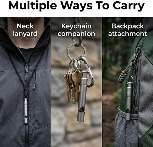 Titanium Emergency Whistle, 120dB Loud Pealess Signal Whistle with Lanyard and Keyring, Survival Safety Whistles for Hiking Camping Coaching Dog Training Outdoor Rescue Gear (2 Pack) in Saudi Arabia