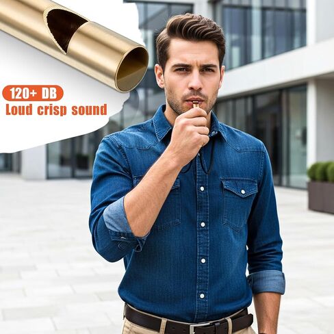 50 Pcs Brass Emergency Whistles with Lanyard, Pealess Safety Whistle Survival Loud Blast for Outdoor Sports, Referee, Lifesaving Training, Boating, Camping, Hiking, Hunting, Adults in Saudi Arabia