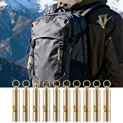 50 Pcs Brass Emergency Whistles with Lanyard, Pealess Safety Whistle Survival Loud Blast for Outdoor Sports, Referee, Lifesaving Training, Boating, Camping, Hiking, Hunting, Adults in Saudi Arabia