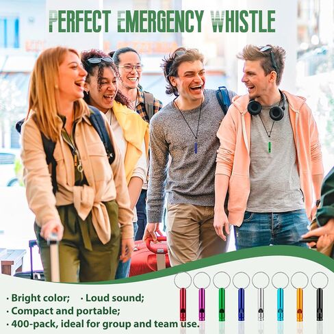 400 Pcs Emergency Whistle with Keychains, Aluminum Self Defense Keychain, Extra Load & Durable Survival Whistles Bulk for Outdoor Sports, Camping, Hiking, Hunting, Boating or Training in Saudi Arabia