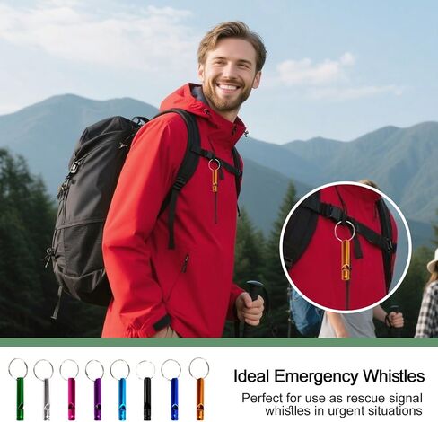 240 Pcs Emergency Whistles with Keychains Multicolor Extra Loud Aluminum Waterproof Safety Survival Whistle Keychain for Outdoors Sports Camping Training in Saudi Arabia