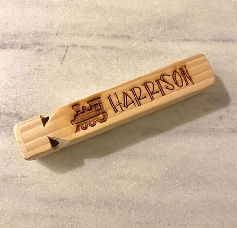 Personalized Wooden Train Whistle – Engraved Handle, Classic Four-Tone Whistle, Natural Wood Sound Toy in Saudi Arabia