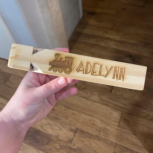 Personalized Wooden Train Whistle – Engraved Handle, Classic Four-Tone Whistle, Natural Wood Sound Toy in Saudi Arabia