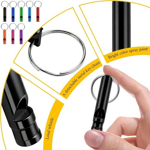 24-500 Pieces Mini Aluminum Emergency Whistles with Keychains Adults Metal Whistles Partable Survival Whistles Metal Key Chain for Sports Outdoor Camping Hiking Boating Hunting Fishing in Kuwait