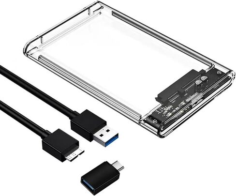 External Hard Drive Enclosure , SATA to USB 3.0 2.5 inch SSD HDD 7mm 9.5mm Clear Hard Drive Case Supports UASP SATA (Clear) in Saudi Arabia