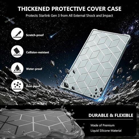 Silicone Hail-proof Protective Cover for Starlink Gen 3 with 2 Boat Erasers | Shockproof Liquid Silicone Case & Boat Erasers Combo Heat Dissipation Hexagonal Protector For Gen3 Dish RV Car Roof Camping in Saudi Arabia
