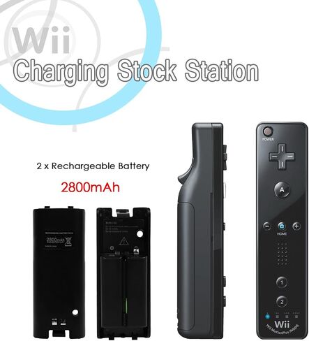قاعدة شحن مزدوجة GPCT Wii مع بطاريتين قابلتين للشحن وقاعدة إرساء + مصابيح LED لجهاز التحكم عن بعد Wii (نينتندو وي (أسود/1 حزمة)) in Kuwait
