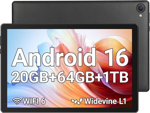 كمبيوتر لوحي Jeazans، جهاز لوحي 10.1 بوصة يعمل بنظام Android 16، ذاكرة وصول عشوائي 20 جيجابايت، ذاكرة تخزين داخلية 64 جيجابايت، سعة 1 تيرابايت، بطارية 6000 مللي أمبير في الساعة، كاميرا مزدوجة 5 ميجابكسل + 8 ميجابكسل، شاشة لمس عالية الدقة 1280 × 800 IPS، W in Kuwait
