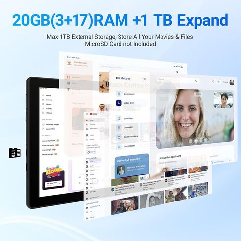 كمبيوتر لوحي Jeazans، جهاز لوحي 10.1 بوصة يعمل بنظام Android 16، ذاكرة وصول عشوائي 20 جيجابايت، ذاكرة تخزين داخلية 64 جيجابايت، سعة 1 تيرابايت، بطارية 6000 مللي أمبير في الساعة، كاميرا مزدوجة 5 ميجابكسل + 8 ميجابكسل، شاشة لمس عالية الدقة 1280 × 800 IPS، W in Kuwait