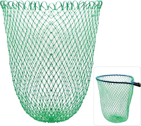 Fishing Net Fish Landing Net Foldable Fishing Replacement Net for Freshwater Saltwater Fishing Net Replacement Netting Green/Black 2 Colors Handle/Frame Not Included in Kuwait