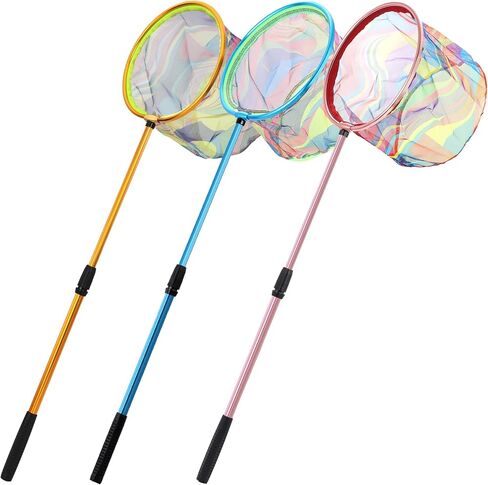 Kids Fishing Net, 3 Pack Telescopic Landing Net with Aluminum Pole Handle, Beach Nets Toys for Kids, Butterfly Net Bug Net, Fish Net Crab Nets Fishing Gear for Kids Youth, Outdoor Playing in Saudi Arabia
