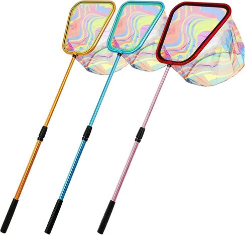 Kids Fishing Net, 3 Pack Telescopic Landing Net with Aluminum Pole Handle, Beach Nets Toys for Kids, Butterfly Net Bug Net, Fish Net Crab Nets Fishing Gear for Kids Youth, Outdoor Playing in Kuwait
