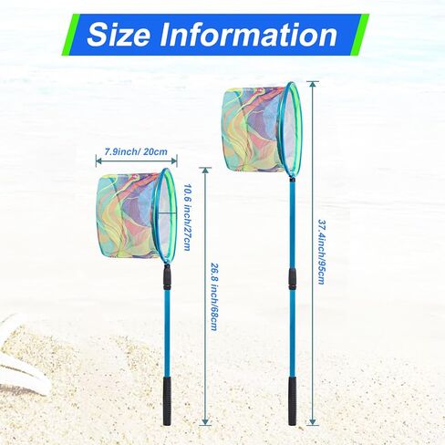 Kids Fishing Net, 3 Pack Telescopic Landing Net with Aluminum Pole Handle, Beach Nets Toys for Kids, Butterfly Net Bug Net, Fish Net Crab Nets Fishing Gear for Kids Youth, Outdoor Playing in Kuwait