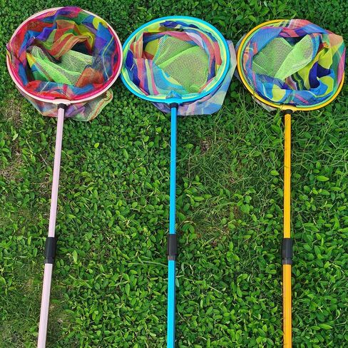 Kids Fishing Net, 3 Pack Telescopic Landing Net with Aluminum Pole Handle, Beach Nets Toys for Kids, Butterfly Net Bug Net, Fish Net Crab Nets Fishing Gear for Kids Youth, Outdoor Playing in Kuwait