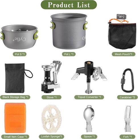 Camping Cookware Mess Kit, Stainless Steel Fork Spoon Kit, Portable Camping Cooking Set for Backpacking, Outdoor Camping Hiking and Picnic in Saudi Arabia