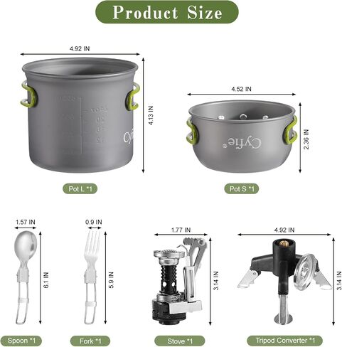 Camping Cookware Mess Kit, Stainless Steel Fork Spoon Kit, Portable Camping Cooking Set for Backpacking, Outdoor Camping Hiking and Picnic in Saudi Arabia