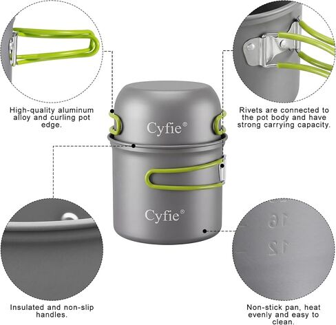 Camping Cookware Mess Kit, Stainless Steel Fork Spoon Kit, Portable Camping Cooking Set for Backpacking, Outdoor Camping Hiking and Picnic in Saudi Arabia