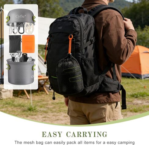 Camping Cookware Mess Kit, Stainless Steel Fork Spoon Kit, Portable Camping Cooking Set for Backpacking, Outdoor Camping Hiking and Picnic in Saudi Arabia