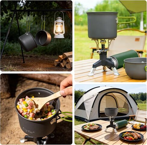 Camping Cookware Mess Kit, Stainless Steel Fork Spoon Kit, Portable Camping Cooking Set for Backpacking, Outdoor Camping Hiking and Picnic in Saudi Arabia