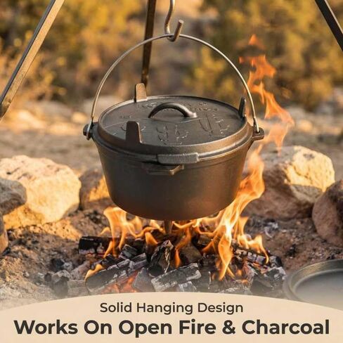 6.3qt Cast Iron Camping Dutch Oven,with 12inch Skillet Lid Outdoor Dutch Oven,Includes Claw Foot kazan for Baking,Braising,Campfire Cooking in Saudi Arabia