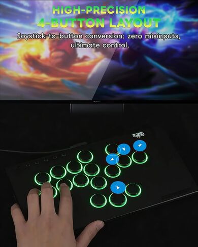 Sehawei Haute42 E16 Left-Handed Leverless Arcade Controller, Mirror Layout | Ultra-Slim Mirror Layout Fight Stick，Custom RGB, SOCD, Turbo & Lock Button for PC, PS4, PS3, Switch/Switch2 in Saudi Arabia