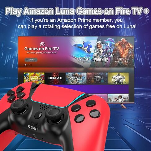 Enstixsm Replacement for Luna Controller for Fire TV PC Controllers Wireless for Gaming for Luna Firestick Gamepad with Back Paddles 1200mAh Turbo Dual Motors No Drift ALPS Joystick Mando,Red in Saudi Arabia