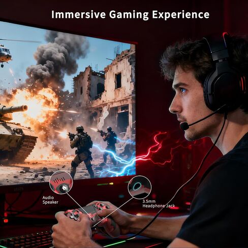 hosowe 2-Pack Wireless Controllers for PS4, Game Controllers Compatible with PS4/Pro/Slim/PC, Dual Vibration, 6-Axis Gyro Sensor, Touch Panel, Built-in Speaker & Headphone Jack, Camouflage Red & Blue in Saudi Arabia