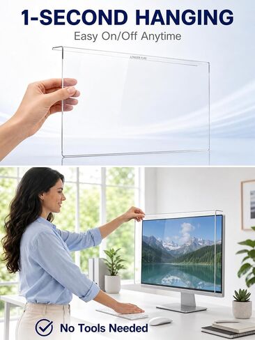 2 Pack Anti-Blue Light & Anti-Scratch Screen Protector Shield for 27 Inches Desktop Computer Monitor, Hanging Block Filter Panel for Eye Protection | for 27 Inches Desktop Computer Monitor, Hanging Block Filter Panel for Eye Protection in Saudi Arabia