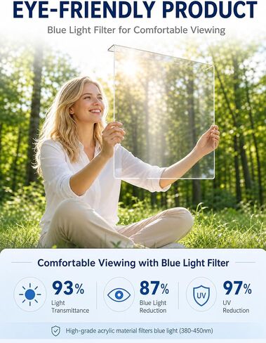 2 Pack Anti-Blue Light & Anti-Scratch Screen Protector Shield for 27 Inches Desktop Computer Monitor, Hanging Block Filter Panel for Eye Protection | for 27 Inches Desktop Computer Monitor, Hanging Block Filter Panel for Eye Protection in Saudi Arabia