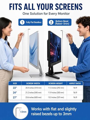 2 Pack Anti-Blue Light & Anti-Scratch Screen Protector Shield for 27 Inches Desktop Computer Monitor, Hanging Block Filter Panel for Eye Protection | for 27 Inches Desktop Computer Monitor, Hanging Block Filter Panel for Eye Protection in Saudi Arabia